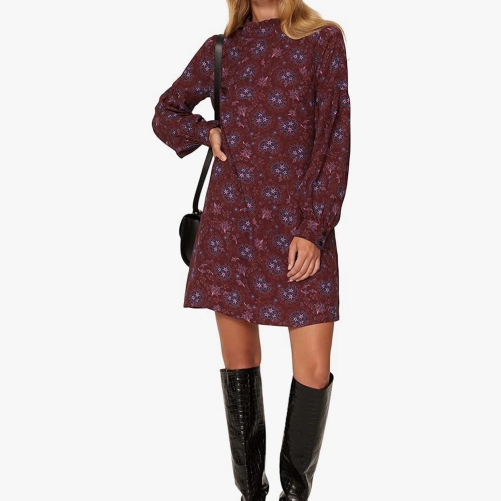 #101 - Derek Lam Red Mock Neck Long Sleeved Shift Dress